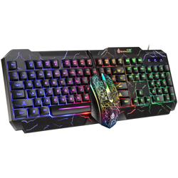 Tastiera da gioco QWERTY con sensazione meccanica + mouse impermeabile cablato con luce colorata 104 tasti características