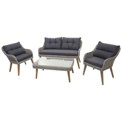 Salottino Da Esterno Hwc-h64 Polyrattan Legno Di Acacia Spun Poly Cuscini Grigio Scuro características