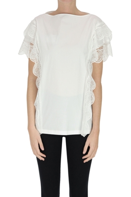 Cotton blouse with lace