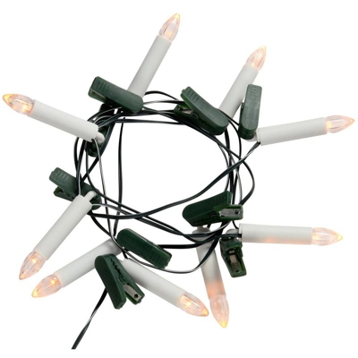 Catena Luminosa 10 Candele a Clip per Albero di Natale 220V Bianco Caldo