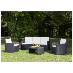 Salottino Con 2 Poltrone 1 Divano Ed 1 Tavolino Con Cuscini Color Antracite precio