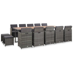 Set Da Pranzo Da Giardino 15 Pz E Cuscini Polyrattan Antracite precio