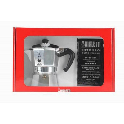 Caffettiera Moka Da 3 Tazze + 250 Grammi Caffe Bialetti Intenso Pra 413432