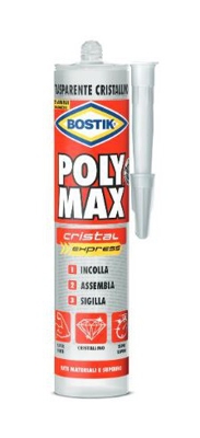 POLYMAX COLLA DI MONTAGGIO TRASPARENTE CRISTALLINO gr.300 BOSTIK POLY MAX CRISTAL EXPRESS