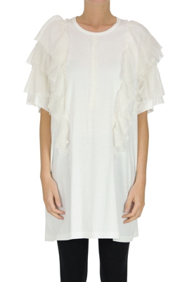 Oversized t-shirt with silk ruches