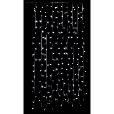 Tenda Cascata Luminosa Luci Natale 200 LED Bianco Ghiaccio 1x2 metri Collegabile D2370