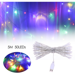 Alimentato tramite USB 5 metri 50s LED stringa di luce decorativa cortile casa luci natalizie colore BZ1552 precio