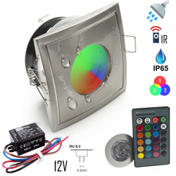 Faretto IP65 doccia sauna ambiente umido bagno quadrato led RGB cromoterapia precio