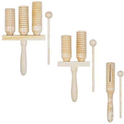 vidaXL Set di Campane Agogo 3 pz in Legno