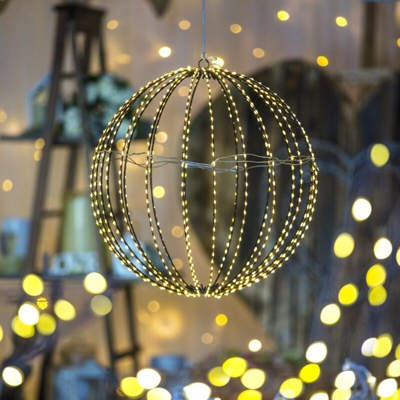 Lotti Importex - Sfera luminosa in filo rame con 500 microled bianco caldo appendibile per esterno decorazione natalizia -Ø30 cm