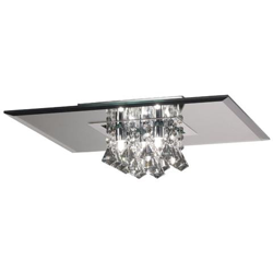 Soffitto A Filo, Quadrato 400 Mm, Cromo Lucido G9 A 5 Luci, Specchio Fumé, Cristallo Fumé en oferta