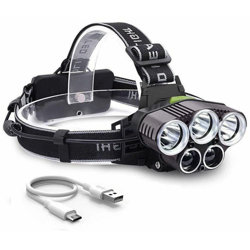 Thsinde - Lampada frontale ricaricabile - Potente illuminazione a LED ricaricabile Ultra USB 4 Modalità di illuminazione IPX4 per campeggio Caccia características