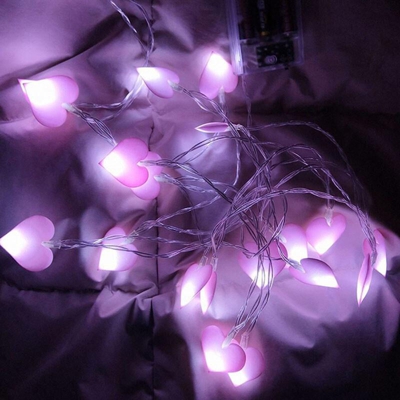 3 metri 20 luci viola peach heart love light ghirlanda sempre accesa + doppio effetto luce lampeggiante bianco alimentato a batteria