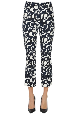 Optical print cotton trousers