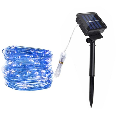Solare LED Natale Lanterna decorativa Filo di rame Stella String Light String,Blu 8 funzioni 1 metri 1 luci - Blu 8 funzioni 1 metri 1 luci