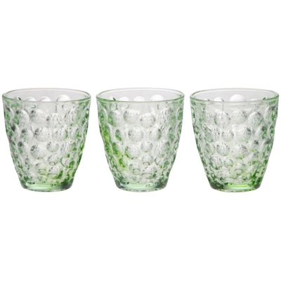 3 Bicchieri Acqua Holo Capacita' 300 ml Vetro Verde