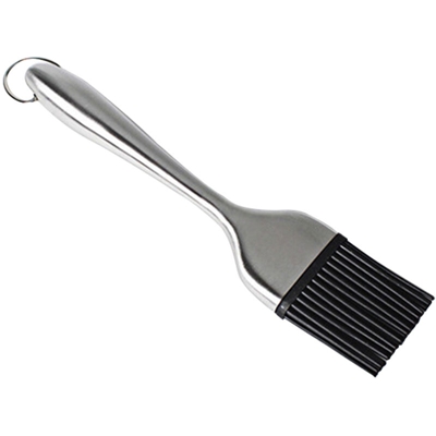 Spazzola per barbecue in silicone con manico in acciaio inossidabile | Manico diritto 20 cm - Manico diritto 20 cm