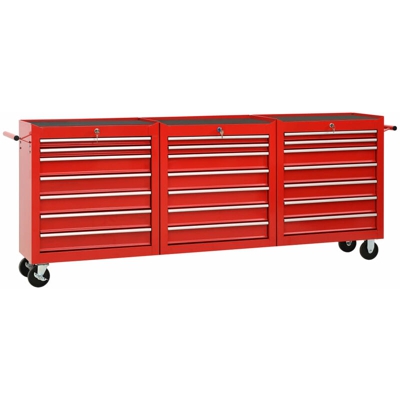 Carrello Portautensili con 21 Cassetti in Acciaio Rosso - Rosso - Youthup