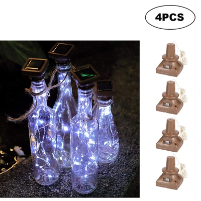 Luce solare quadrata in sughero 2M2LEDs Lampada a filo con tubo in filo di rame,l'imballaggio della scatola bianca e bianco 4 pezzi - l'imballaggio