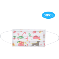 ??Non medico?? Maschere natalizie Maschere monouso a 3 strati 5 pezzi,5 confezioni, bianco (disegno di Babbo Natale su una slitta alce) - 5 en oferta
