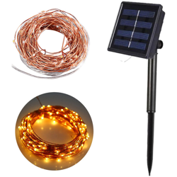 Ghirlanda di filo di rame solare a doppia modalita Ghirlanda di filo di rame plug-in di terra natalizia,5 metri bianco caldo - 5 metri bianco caldo en oferta