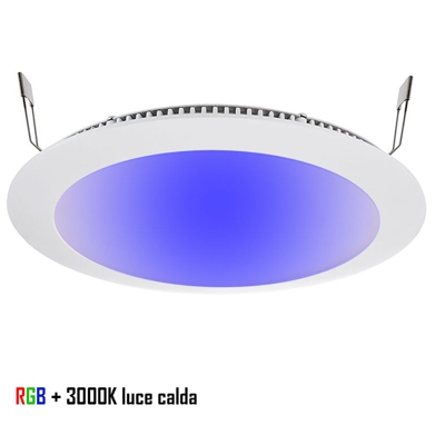 Pannello faretto incasso LED slim 16W 24V DMX cromoterapia RGBW 3000K foro 22