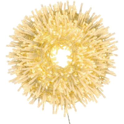 Luci di natale catena da 1500 led 5 mm luce per esterno cavo trasparente 30,5 m -Luce Calda