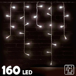 Tenda Cascata Luminosa 160LED Bianco Caldo 290cm Decorazioni Natalizie Esterno en oferta