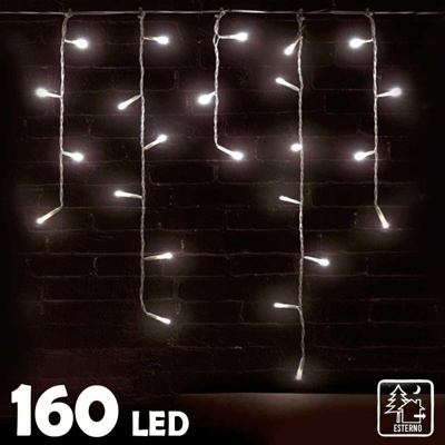 Tenda Cascata Luminosa 160LED Bianco Caldo 290cm Decorazioni Natalizie Esterno