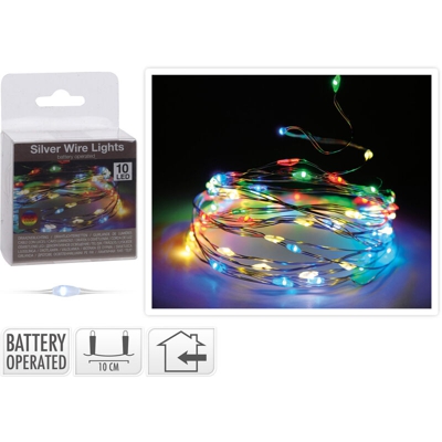 Peragashop - OFFERTA 4 CONFEZIONI 10 MICROLED LINEARI LUCI MULTICOLOR A BATTERIA LUCI DI NATALE ADDOBBI PRESEPI