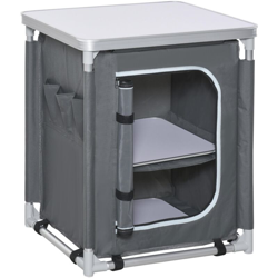 Mobile Da Campeggio 2 Mensole 60x49x70 Cm In Alluminio E Tessuto Oxford Grigio precio