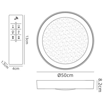 Plafoniera A Filo 50cm Rotonda 40w Led 3000-6500k Sintonizzabile, 1920lm, Telecomando Cromato, Acrilico