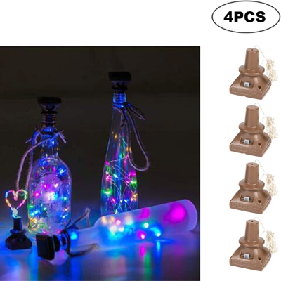 Luce solare quadrata in sughero da 1 m 1 LED in filo di rame,colore dell'imballaggio della scatola bianca e 4 pezzi - colore dell'imballaggio della