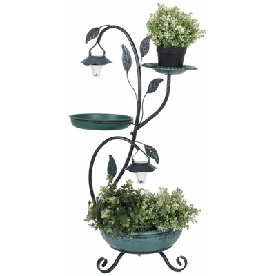 Flower Plant Stands Saucer Uccello da bagno Outdoor Solar Stand Lampada da giardino Bird Bath Green Harms 315128