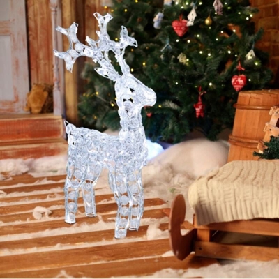 -- - Renna Cristalli 100 Led Bianco 3D