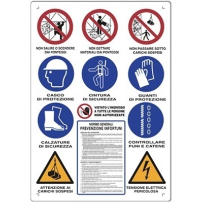 EAC - Cartello per cantieri edili 12 norme di Sicurezza in Plastica 99x139 cm