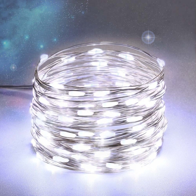 La ghirlanda solare del filo di rame accende le luci della canna dell'albero di Natale del LED con la batteria,base bianca fredda lunga 1 m 1 - base