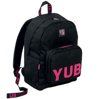Zaino Cartella Scuola Urban Yub Fluo Rosa e Nero Spallacci Imbottiti - Seven