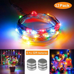 set di 12 lucine a batteria (incluse) 2M 20 lucine a LED in filo di rame multicolore per decorazioni natalizie, matrimoni, feste, costumi (con 6 precio