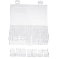 ?64 griglie scatola per gioielli unghie diamante stoccaggio 225x126x52mm precio