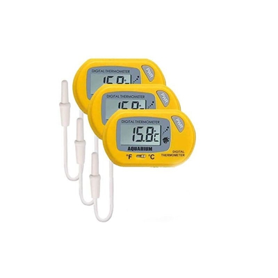 Termometro digitale per acqua a 3 pezzi LCD per acquario, acquario, terrario per rettili, vivaio (giallo) - Litzee