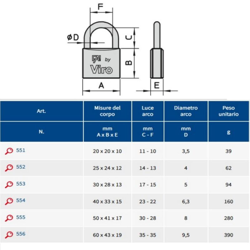 Lucchetto Fai Arco Standard - 25mm - Viro precio