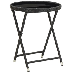 Tavolino Da Caffè Nero 60 Cm In Polyrattan E Vetro Temperato características