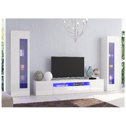 Modulo Parete Soggiorno Daiquiri - Con Mobile Porta Tv, Libreria - Per Sala, Salotto - Bianco In Legno, 290 X 40 X 162 Cm en oferta
