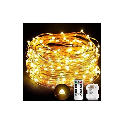 Stringa luci, Catene luminose 10M 100 LED Impermeabile Filo di Rame di 8 Modalità di Luci con Telecomando per Illuminazione Fai da Te Natale