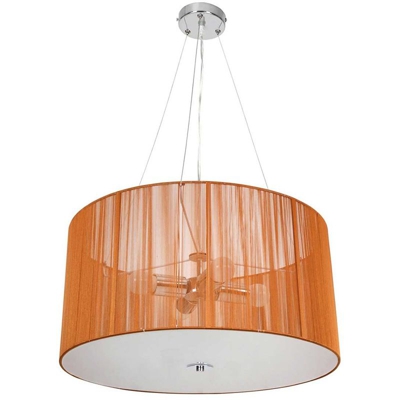 Lampadario a Sospensione Da Soffitto Retro' Ferro e Tela 4 Luci 50x80cm Caffe'