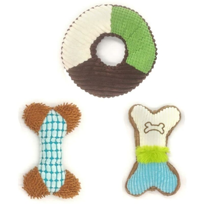 Bravo Home - Confezione di 3 peluche per cani. Mix di peluche con interno in cotone imbottito per cani piccoli, medi e grandi.