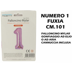 Bighouse It - PALLONCINO MYLAR CM.101 NUMERO 1 FUXIA en oferta