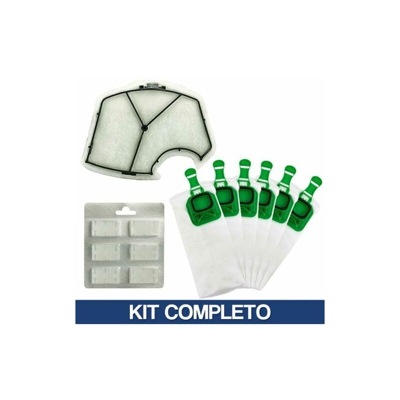 Vorwerk Folletto - 6 SACCHETTI FOLLETTO VK 140 VK 150 + 6 PROFUMI + FILTRO PROTEZIONE MOTORE 04620/