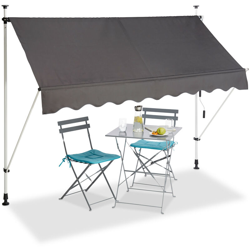 Tenda da sole per balcone a manovella regolabile resistente agli UV poliestere larghezza 250 cm grigio precio